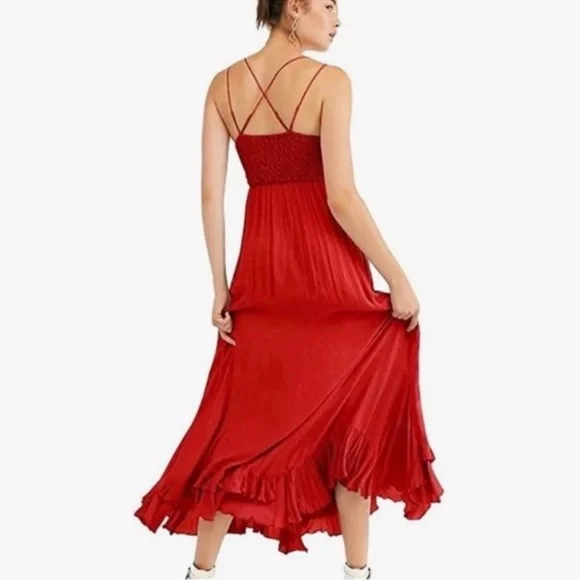 NWT Free People Adella Slip Long Dress
XS Bright Red - Picture 2 of 3